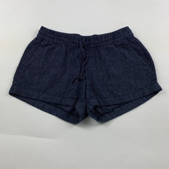 Old Navy Dark Blue Pinstripe Linen Blend Pull On Shorts S - Picture 1 of 5